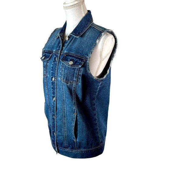 Pac Sun Los Angeles Lost Girls Embroidered Snake And Flowers Denim Vest - Picture 7 of 9